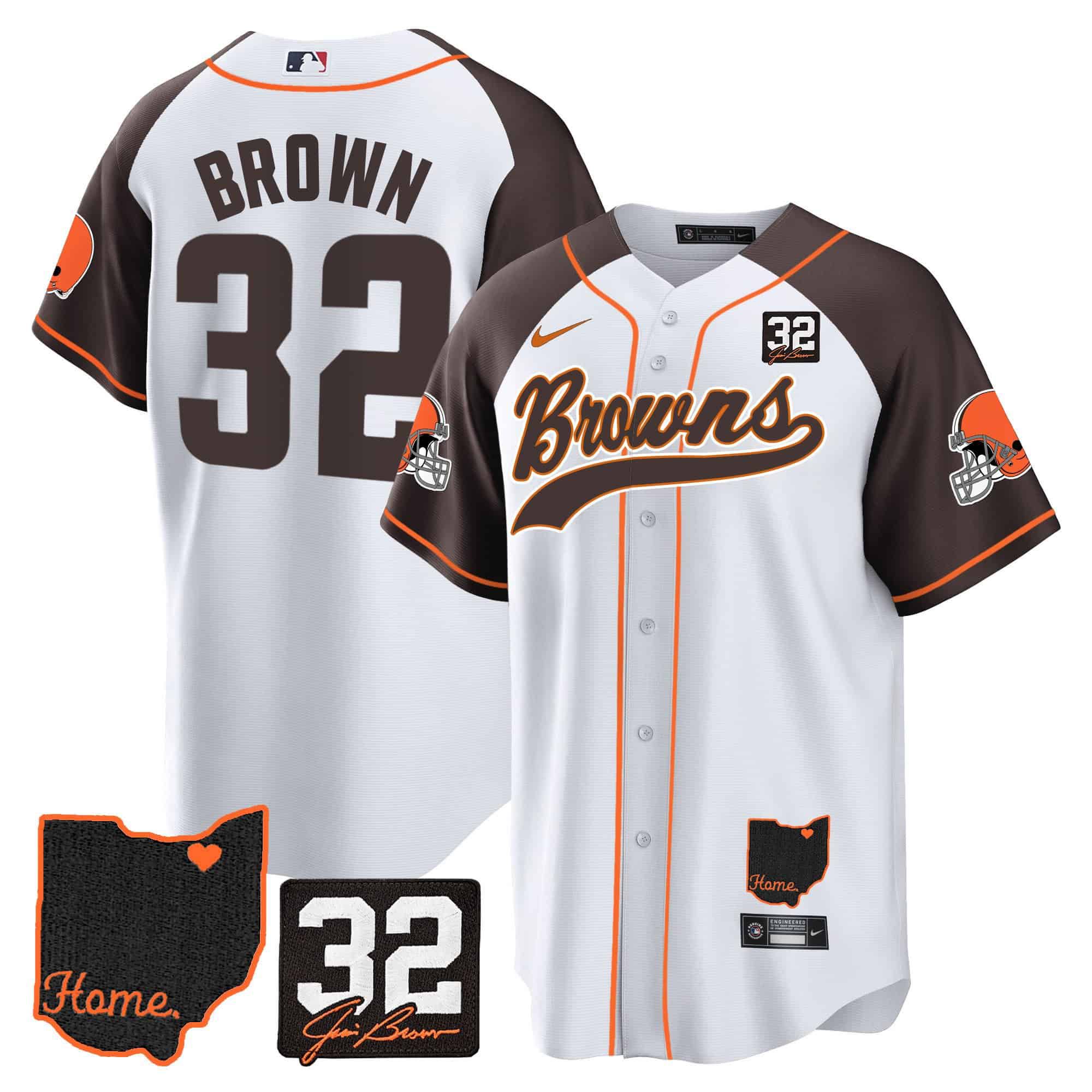 Men Cleveland Browns #32 Brown White Memorial Home Patch Baseball 2024 Nike NFL Jersey style 1->indianapolis colts->NFL Jersey